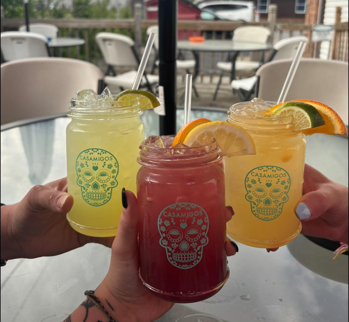 Drinks on the patio at Curley's